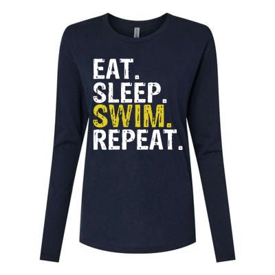 Eat Sleep Swim Repeat Gift Hoodie Womens Cotton Relaxed Long Sleeve T-Shirt