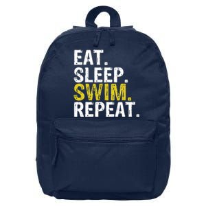 Eat Sleep Swim Repeat Gift Hoodie 16 in Basic Backpack