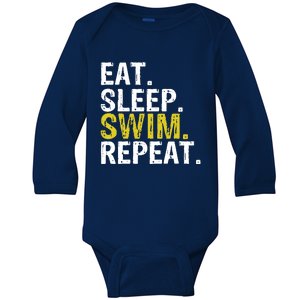 Eat Sleep Swim Repeat Gift Hoodie Baby Long Sleeve Bodysuit