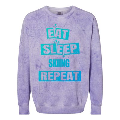 Eat Sleep Skiing Repeat Funny Skiing Cute Gift Colorblast Crewneck Sweatshirt