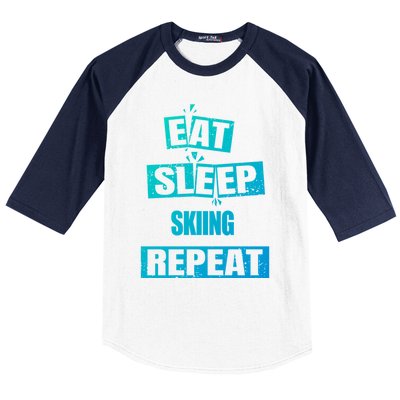 Eat Sleep Skiing Repeat Funny Skiing Cute Gift Baseball Sleeve Shirt