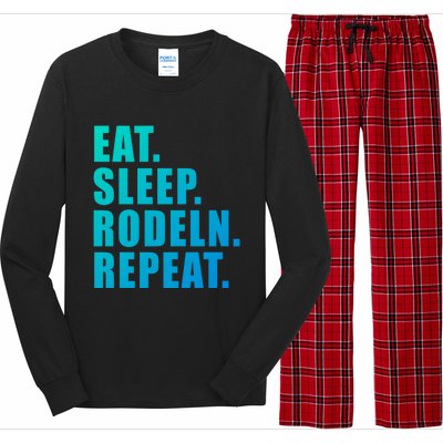 Eat Sleep Ski Repeat Snow Alpin Winter Funny Gift Long Sleeve Pajama Set