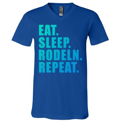 Eat Sleep Ski Repeat Snow Alpin Winter Funny Gift V-Neck T-Shirt