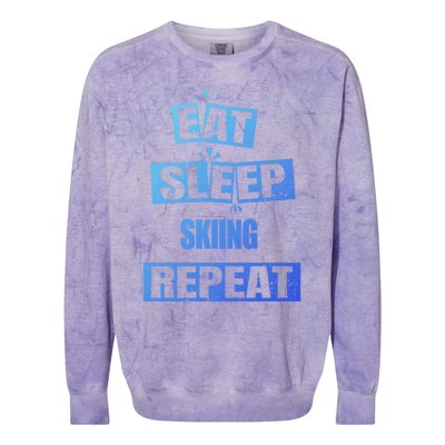 Eat Sleep Skiing Repeat Funny Skiing Cute Gift Colorblast Crewneck Sweatshirt