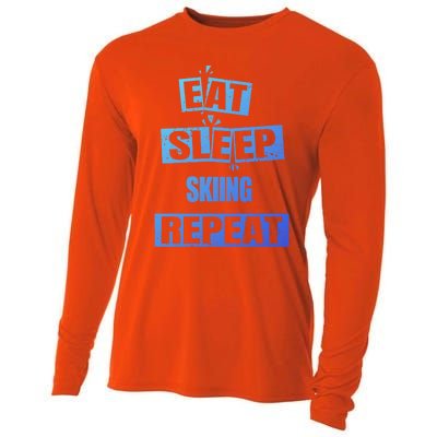 Eat Sleep Skiing Repeat Funny Skiing Cute Gift Cooling Performance Long Sleeve Crew