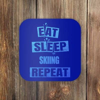 Eat Sleep Skiing Repeat Funny Skiing Cute Gift Coaster