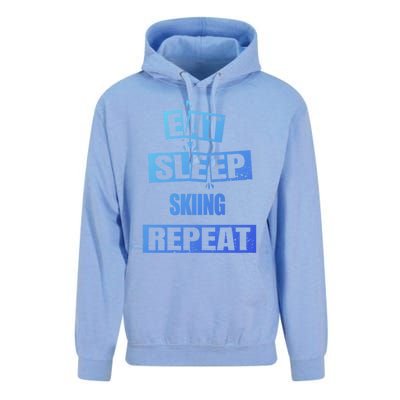 Eat Sleep Skiing Repeat Funny Skiing Cute Gift Unisex Surf Hoodie