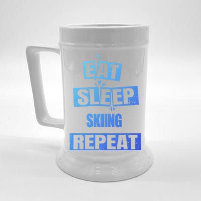 Eat Sleep Skiing Repeat Funny Skiing Cute Gift Beer Stein