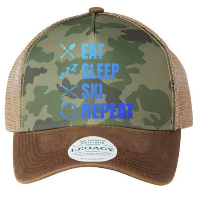 Eat Sleep Ski Repeat Skiing Teacher Extreme Sports Gift Legacy Tie Dye Trucker Hat