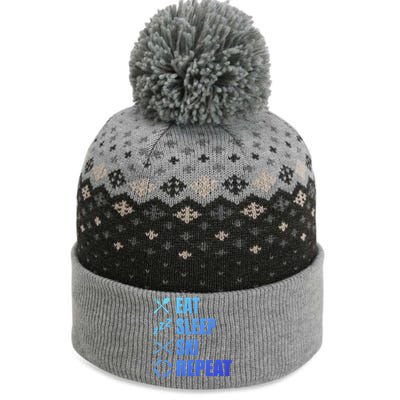 Eat Sleep Ski Repeat Skiing Teacher Extreme Sports Gift The Baniff Cuffed Pom Beanie