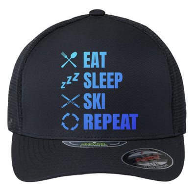 Eat Sleep Ski Repeat Skiing Teacher Extreme Sports Gift Flexfit Unipanel Trucker Cap