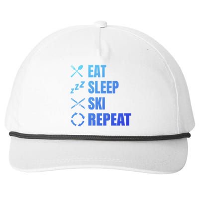 Eat Sleep Ski Repeat Skiing Teacher Extreme Sports Gift Snapback Five-Panel Rope Hat