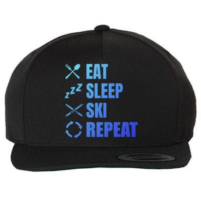 Eat Sleep Ski Repeat Skiing Teacher Extreme Sports Gift Wool Snapback Cap