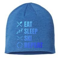 Eat Sleep Ski Repeat Skiing Teacher Extreme Sports Gift Sustainable Beanie