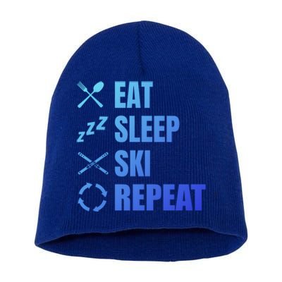 Eat Sleep Ski Repeat Skiing Teacher Extreme Sports Gift Short Acrylic Beanie