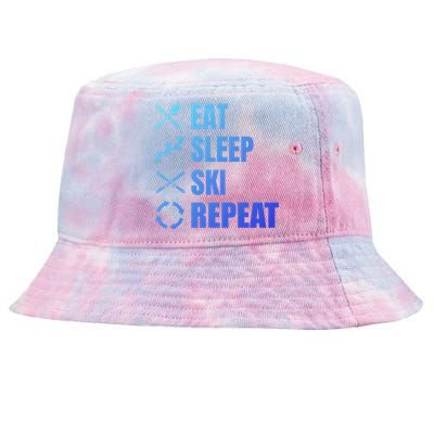 Eat Sleep Ski Repeat Skiing Teacher Extreme Sports Gift Tie-Dyed Bucket Hat