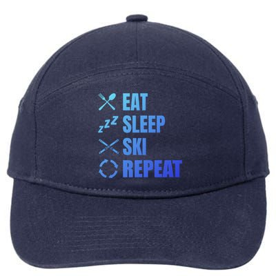 Eat Sleep Ski Repeat Skiing Teacher Extreme Sports Gift 7-Panel Snapback Hat