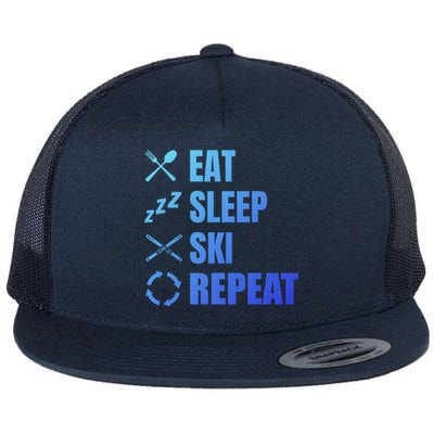 Eat Sleep Ski Repeat Skiing Teacher Extreme Sports Gift Flat Bill Trucker Hat