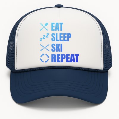 Eat Sleep Ski Repeat Skiing Teacher Extreme Sports Gift Trucker Hat