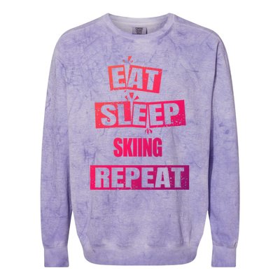 Eat Sleep Skiing Repeat Funny Skiing Cute Gift Colorblast Crewneck Sweatshirt