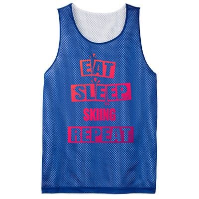 Eat Sleep Skiing Repeat Funny Skiing Cute Gift Mesh Reversible Basketball Jersey Tank