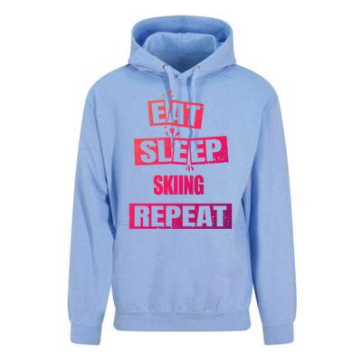 Eat Sleep Skiing Repeat Funny Skiing Cute Gift Unisex Surf Hoodie