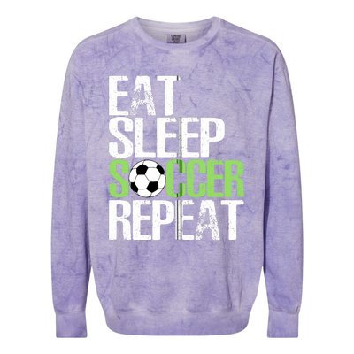 Eat Sleep Soccer Repeat Cool Sport Player Gift Colorblast Crewneck Sweatshirt