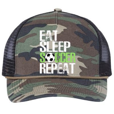 Eat Sleep Soccer Repeat Cool Sport Player Gift Retro Rope Trucker Hat Cap