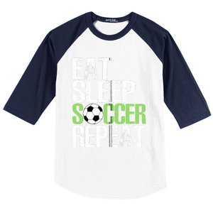 Eat Sleep Soccer Repeat Cool Sport Player Gift Baseball Sleeve Shirt