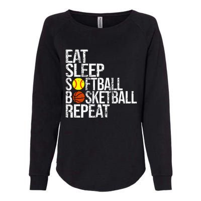 Eat Sleep Softball Basketball Repeat Funny Ball Womens California Wash Sweatshirt