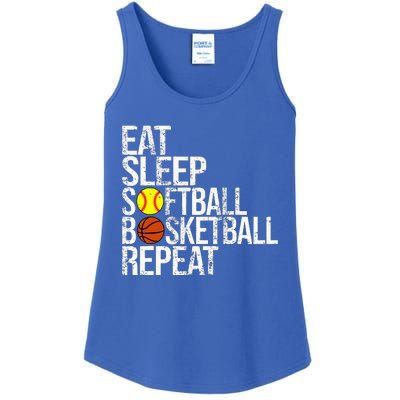 Eat Sleep Softball Basketball Repeat Funny Ball Ladies Essential Tank