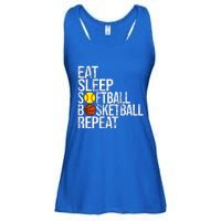 Eat Sleep Softball Basketball Repeat Funny Ball Ladies Essential Flowy Tank