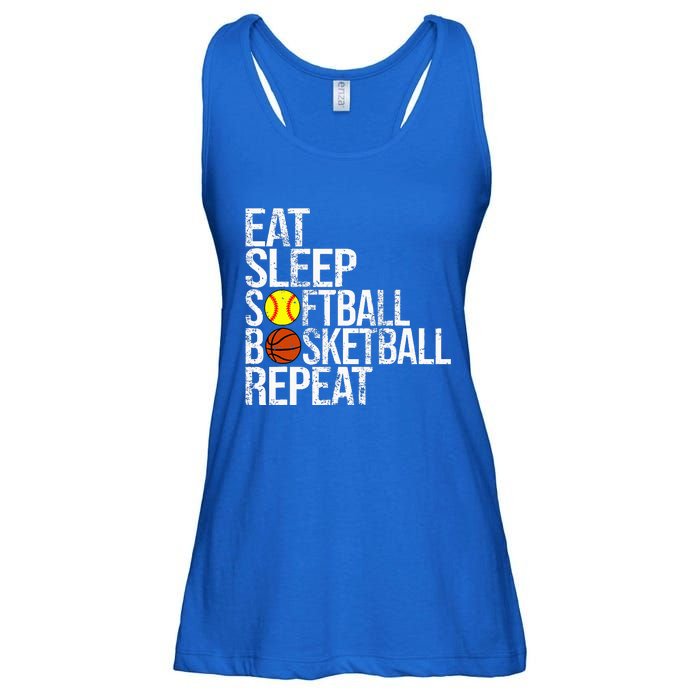 Eat Sleep Softball Basketball Repeat Funny Ball Ladies Essential Flowy Tank