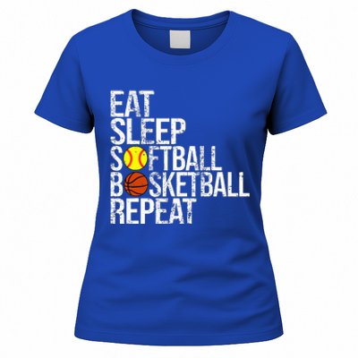 Eat Sleep Softball Basketball Repeat Funny Ball Women's T-Shirt