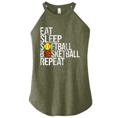 Eat Sleep Softball Basketball Repeat Funny Ball Women's Perfect Tri Rocker Tank