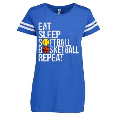 Eat Sleep Softball Basketball Repeat Funny Ball Enza Ladies Jersey Football T-Shirt