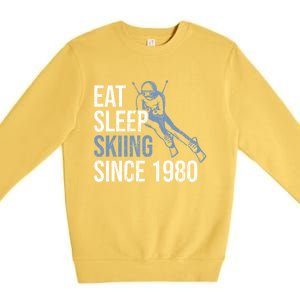 Eat Sleep Skiing Repeat Skier Sport Winter Addiction Ski Cool Gift Premium Crewneck Sweatshirt