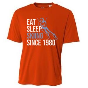 Eat Sleep Skiing Repeat Skier Sport Winter Addiction Ski Cool Gift Cooling Performance Crew T-Shirt