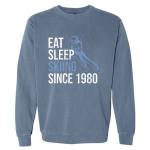 Eat Sleep Skiing Repeat Skier Sport Winter Addiction Ski Cool Gift Garment-Dyed Sweatshirt