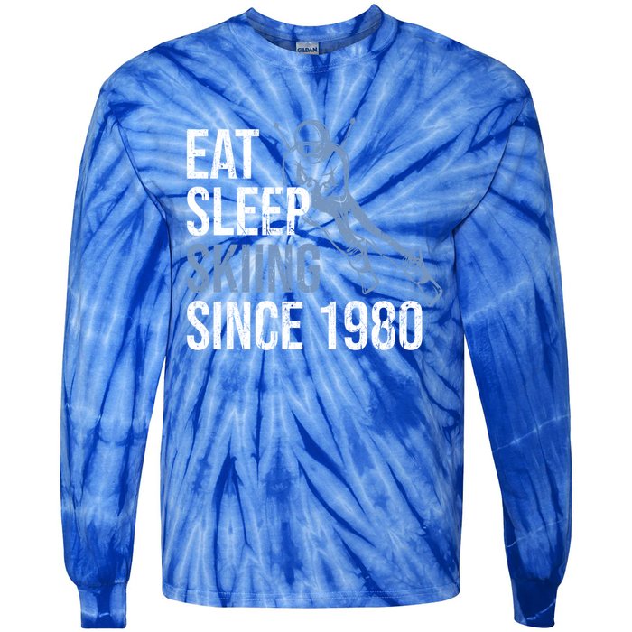 Eat Sleep Skiing Repeat Skier Sport Winter Addiction Ski Cool Gift Tie-Dye Long Sleeve Shirt