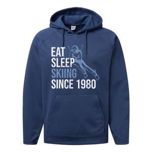 Eat Sleep Skiing Repeat Skier Sport Winter Addiction Ski Cool Gift Performance Fleece Hoodie