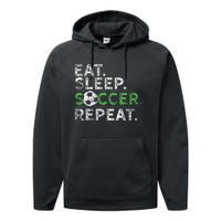 Eat Sleep Soccer Repeat Soccer Player Coach Performance Fleece Hoodie