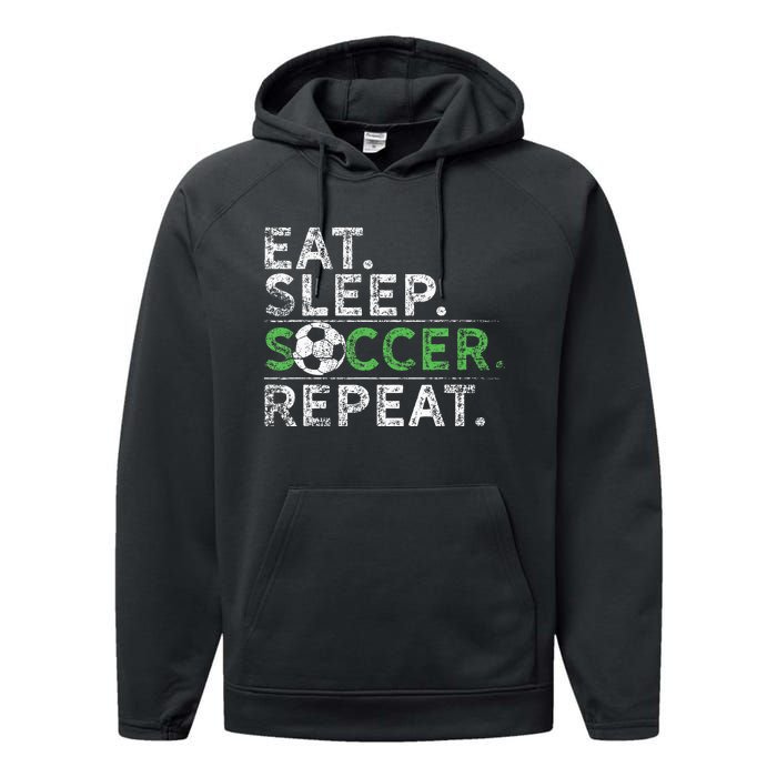 Eat Sleep Soccer Repeat Soccer Player Coach Performance Fleece Hoodie