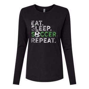 Eat Sleep Soccer Repeat Soccer Player Coach Womens Cotton Relaxed Long Sleeve T-Shirt