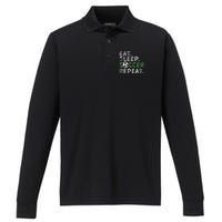 Eat Sleep Soccer Repeat Soccer Player Coach Performance Long Sleeve Polo