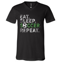 Eat Sleep Soccer Repeat Soccer Player Coach V-Neck T-Shirt