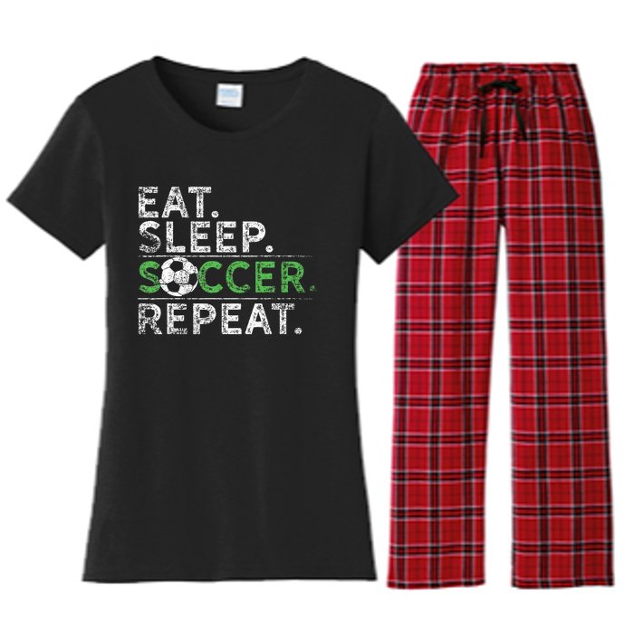 Eat Sleep Soccer Repeat Soccer Player Coach Women's Flannel Pajama Set