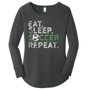 Eat Sleep Soccer Repeat Soccer Player Coach Women's Perfect Tri Tunic Long Sleeve Shirt