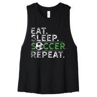 Eat Sleep Soccer Repeat Soccer Player Coach Women's Racerback Cropped Tank