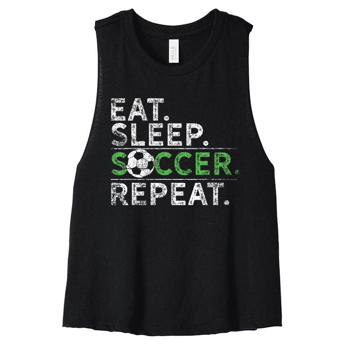 Eat Sleep Soccer Repeat Soccer Player Coach Women's Racerback Cropped Tank